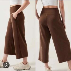 Athleta Seasoft Wide Leg Cropped Pant Mahogany Brown